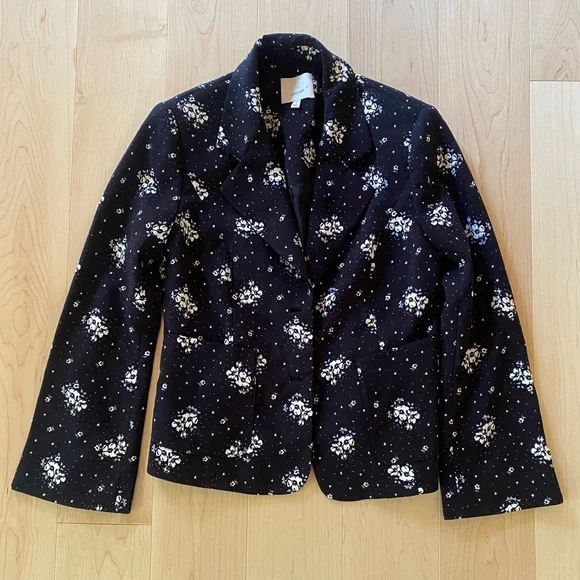 Cinq à Sept Floral Print Evening Jacket Black size 4 Small - Picture 3 of 5